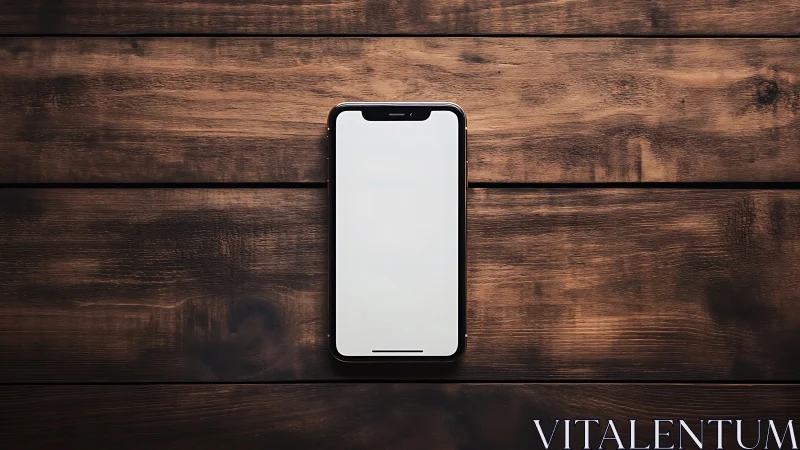Smartphone on Wooden Surface with Blank Screen
