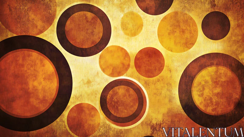 Circles of molten amber drift across a textured golden sky