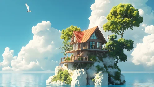 Clifftop Home Above Turquoise Waters in Dreamy Island Setting