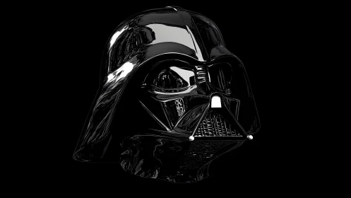 Shiny Black Sci-Fi Helmet Rendered on a Dark Background.