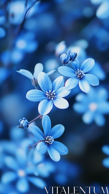 Delicate Blue Flowers Dancing in Soft Focus.