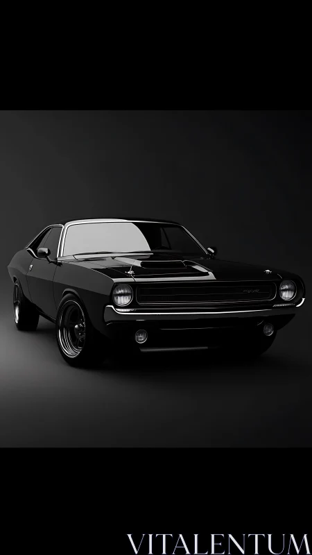 Black classic coupe is rendered on a dark neutral background