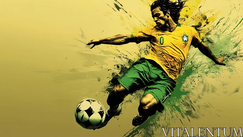Dynamic Brazilian striker rendered in explosive digital motion.