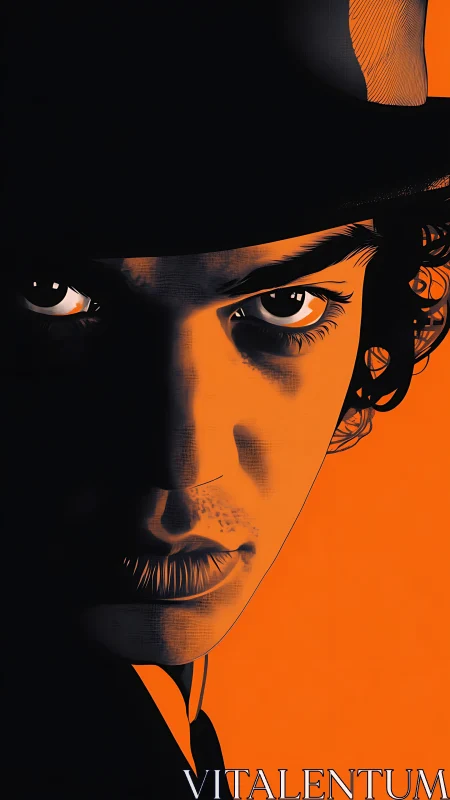 Intense portrait in orange light invites a bold, curious gaze