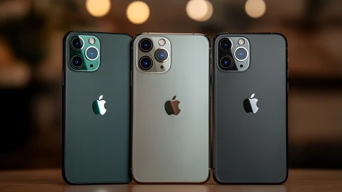 Sleek trio of modern smartphones stands ready for daily life