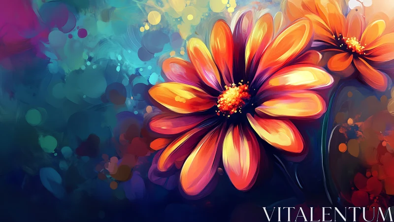 Vibrant Digital Flower on Bokeh Background