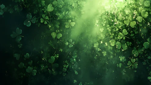 Soft sunlight over a dreamy carpet of glowing clovers.