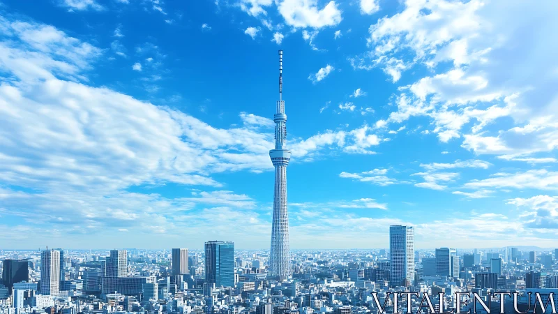 Tokyo Skytree rising over dense city skyline panorama.