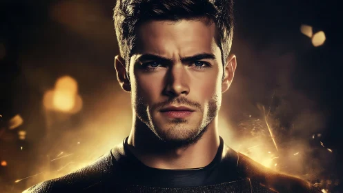 Midnight guardian stares down sparks of a smoldering world