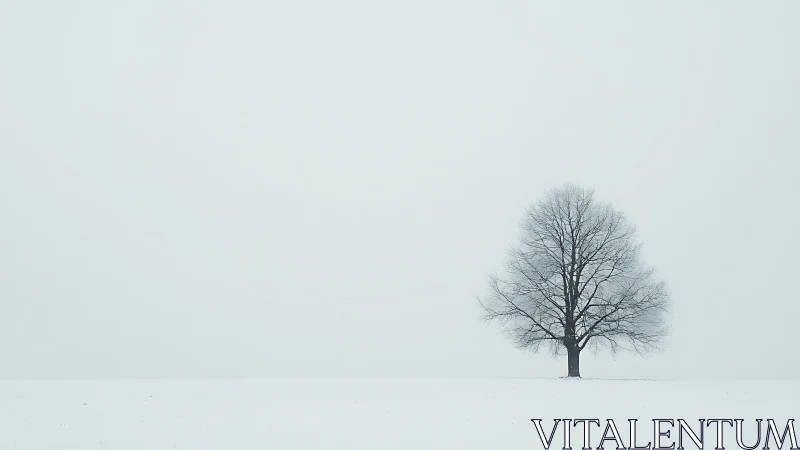 Minimalist winter tree landscape in high-key photographic style.
