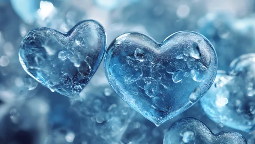 Crystalline ice hearts frozen in time.