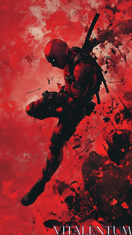 Rebel masked hero drifting through bold red chaos.