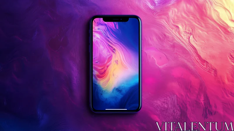 Modern smartphone displaying vibrant liquid gradient wallpaper design