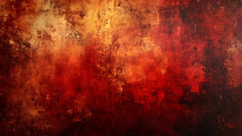 Fiery Abstract Texture in Red and Orange Grunge Painting Style.