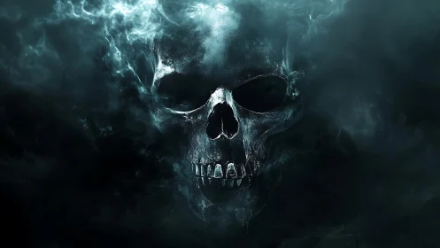 Stormborne Skull in Midnight Mist, Grinning from the Void.