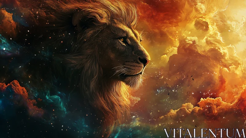 Lion profile is integrated into dense cosmic nebula field