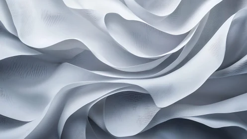 Flowing White Fabric Abstract Art with Soft Texture and Light.