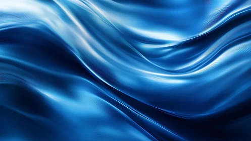 Abstract flowing blue silk waves, smooth and modern digital style.