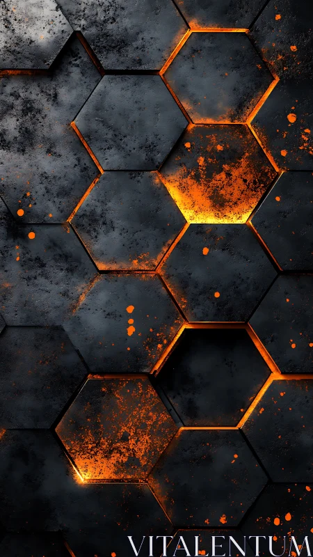 Incandescent hexagonal tessellation with radial heat gradient distribution