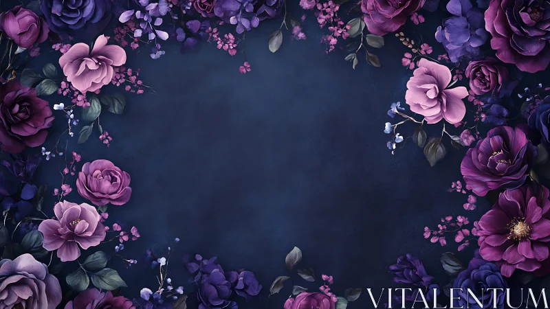 Purple Floral Border Creates Elegant Dark Backdrop.
