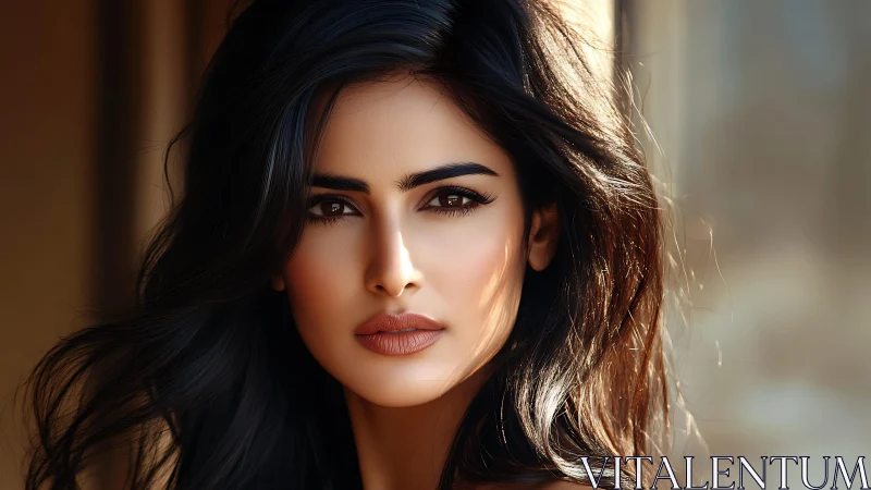 Sunlit gaze carves quiet drama across windswept hair