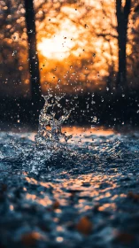 Sunset-lit water leaps upward and scatters molten starlight