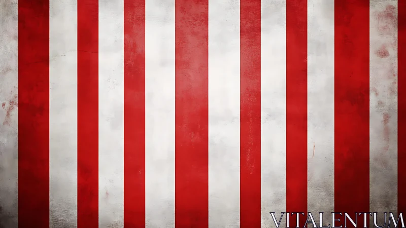 Vintage Red and White Striped Pattern with Grunge Texture.