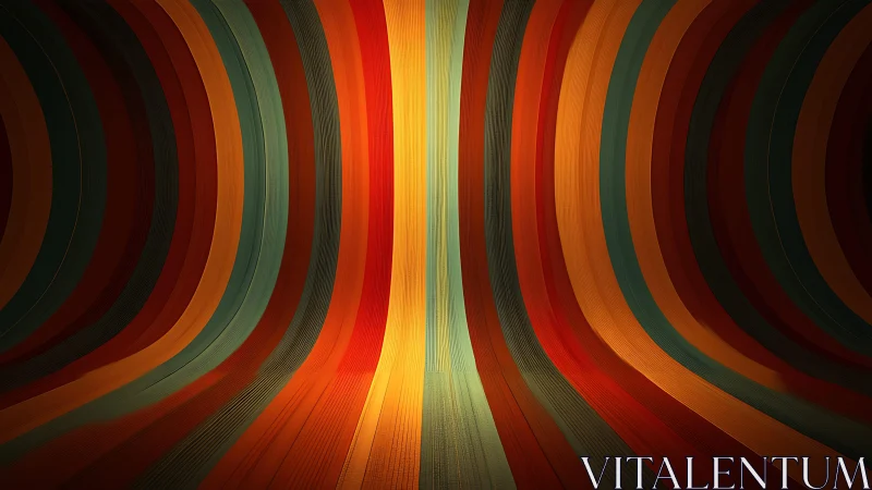 Vibrant Retro Striped Abstract Tunnel in Warm Tones.