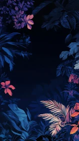 Neon Blooms in the Darkness: A Garden of Glowing Contrasts.