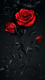 Crimson Bloom Emerges Against Velvet Shadows