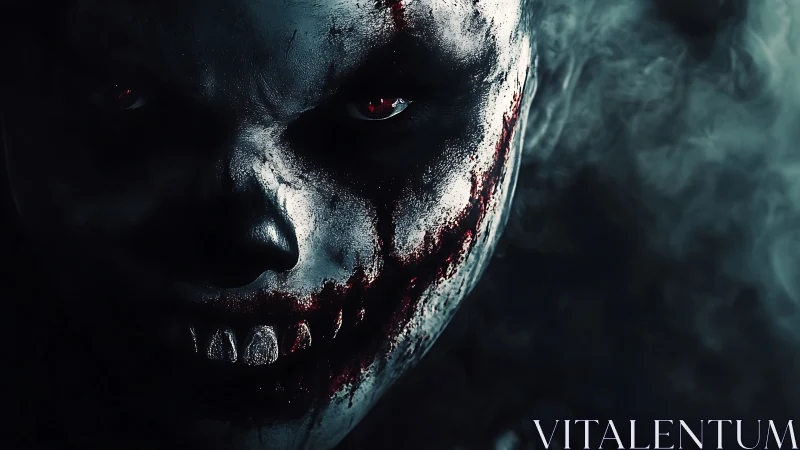 Brooding horror figure emerging from smoky darkness.