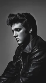 Male subject in black leather jacket lit by strong side light