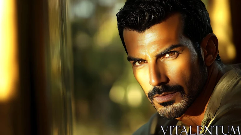 High-contrast male portrait under directional warm rim lighting