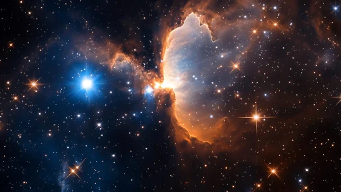 Hubble captures glowing star-forming nebula with bright core.