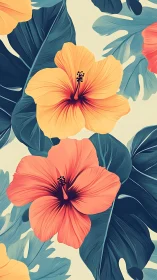 Tropical Blooms in Warm & Cool Harmony.