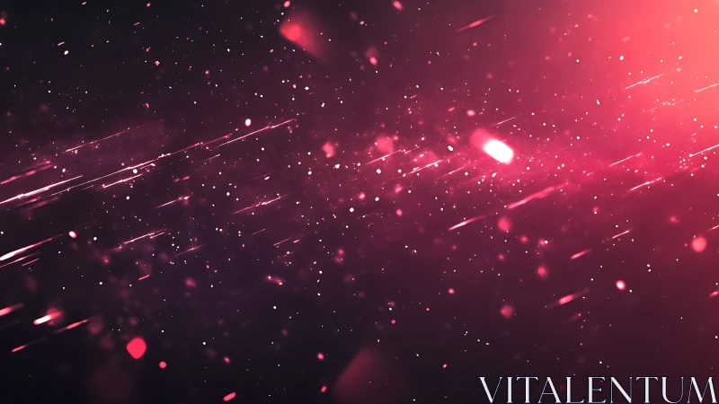 Crimson particle streaks in dynamic abstract light field.