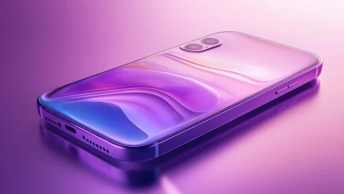 Sleek modern smartphone with purple gradient design, digital art style.