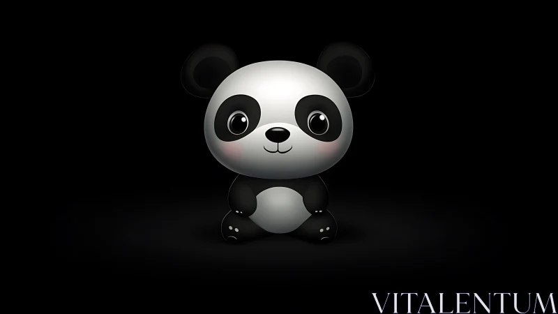 Midnight baby panda glows softly in a velvet void.