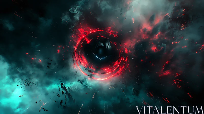 Accretion vortex with crimson plasma ring and void core