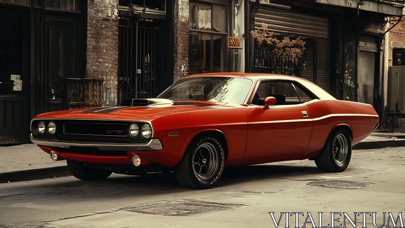 Streetwise muscle car lounges in warm cinematic light