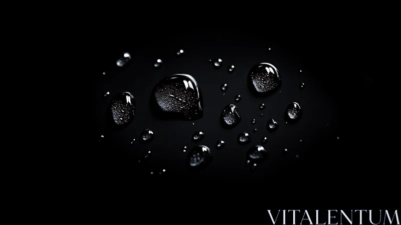 Midnight droplets parade across polished obsidian silence.