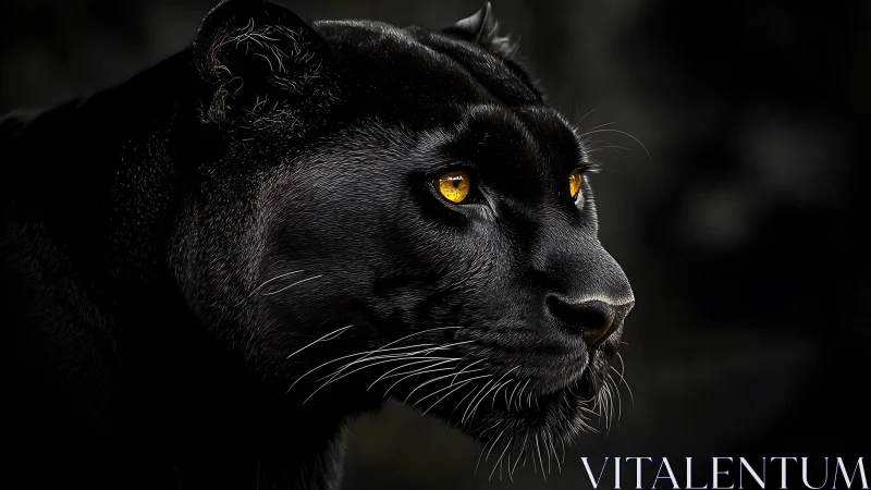 Black Panther Portrait with Aureate Eyes.