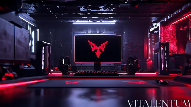 Moody neon gaming battlestation glowing with futuristic flair.