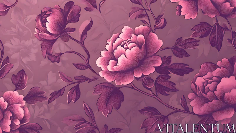 Layered Peony Morphology: Digital Botanical Illustration with Chromatic Gradation.