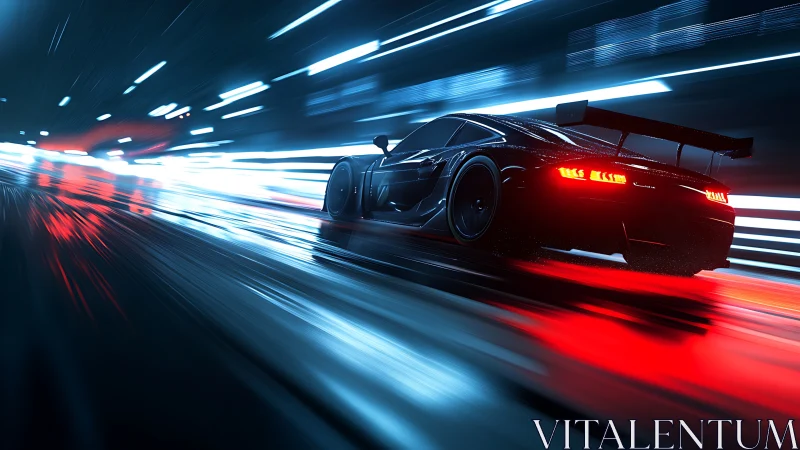 Night circuit hypercar slicing through neon-laced speedway.