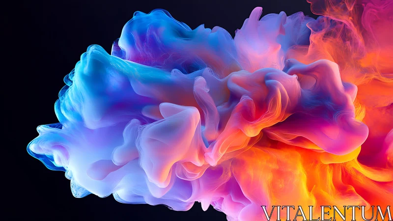Volumetric fluid nebula rendered in luminous spectral gradients.