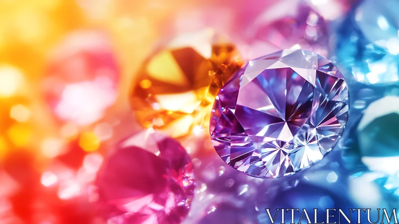 Shimmering rainbow gems glowing with playful, colorful light.