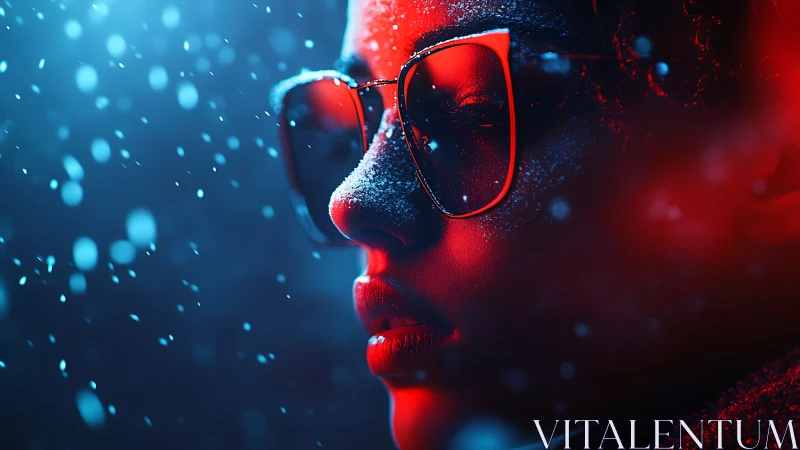 Close profile view shows face with glasses in mixed lighting