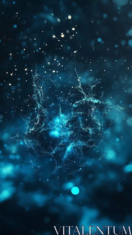 Dreamy cosmic nebula of glowing blue stardust and light.