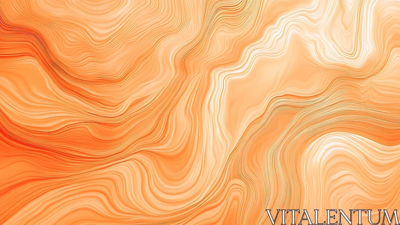 Peach currents ripple like molten marble across soft horizons